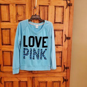 Victoria's Secret PINK Sweatshirt Teal and Black Leopard  Medium